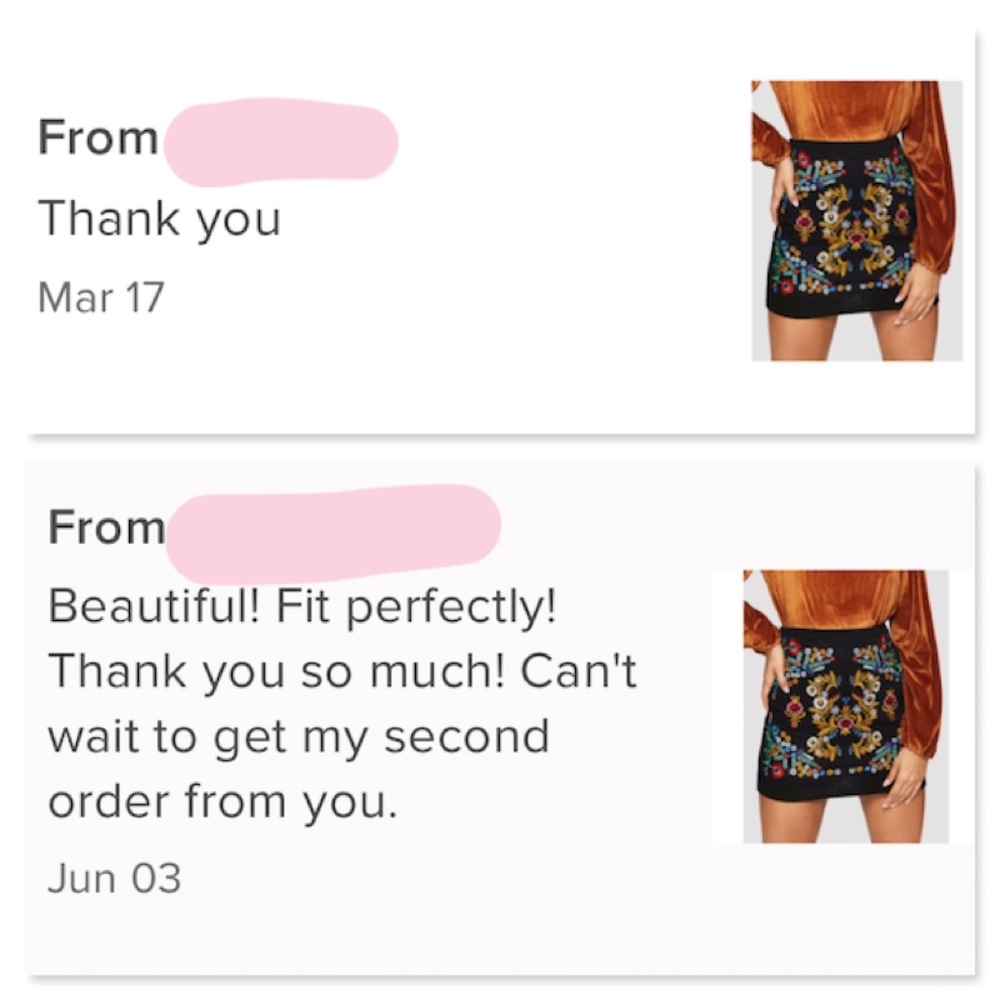 Floral Embroidery Black Mini Pencil Skirt High Rise - Picture 6 of 7